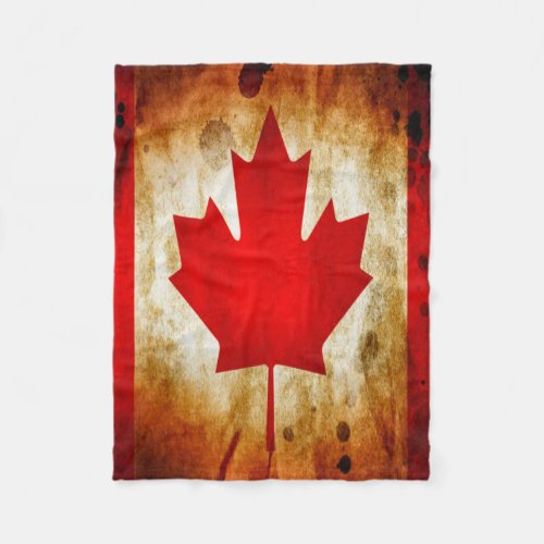 Canadian Flag Grunge Fleece Blanket