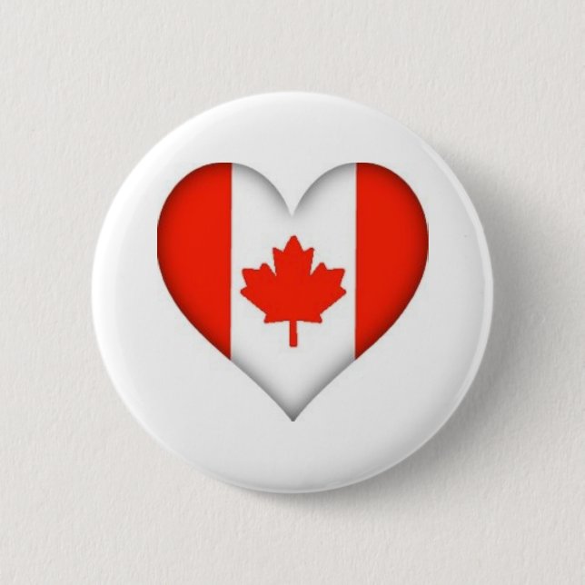 Canadian Flag Heart Button (Front)
