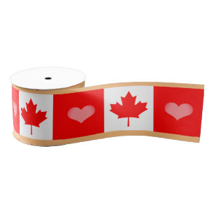 Canadian Flag & Heart, Canada fashion ribbon/sport Grosgrain Ribbon