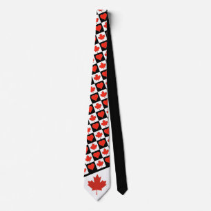 Canadian Flag Heart Pattern Canada National Pride Neck Tie