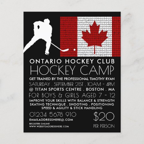 Canadian Flag Hockey Player Camp Advertising Flyer