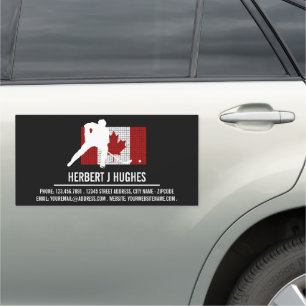 Canadian Flag, Hockey Player, Hockey Coach Car Magnet