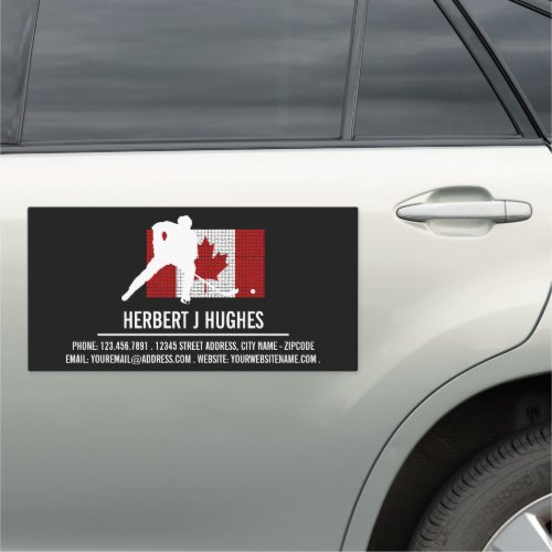 Canadian Flag Hockey Player Hockey Coach Car Magnet