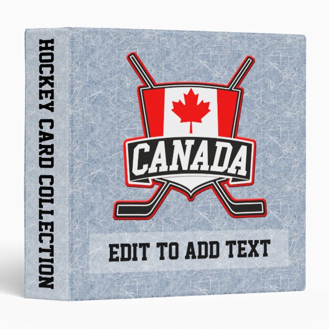 Canadian Flag Hockey Shield 3 Ring Binder, Custom Binder (Front/Spine)