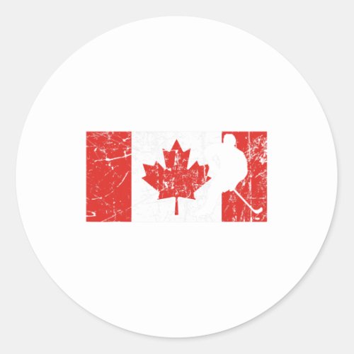Canadian Flag _ Ice Hockey  Classic Round Sticker