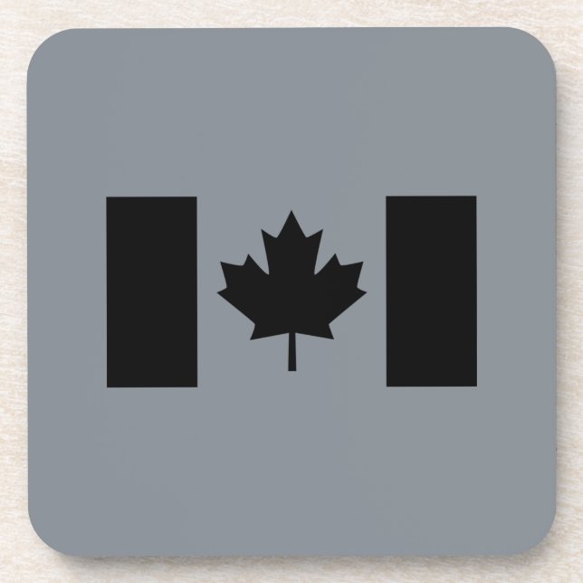 Canadian Flag in Black Decor Beverage Coaster (Front)