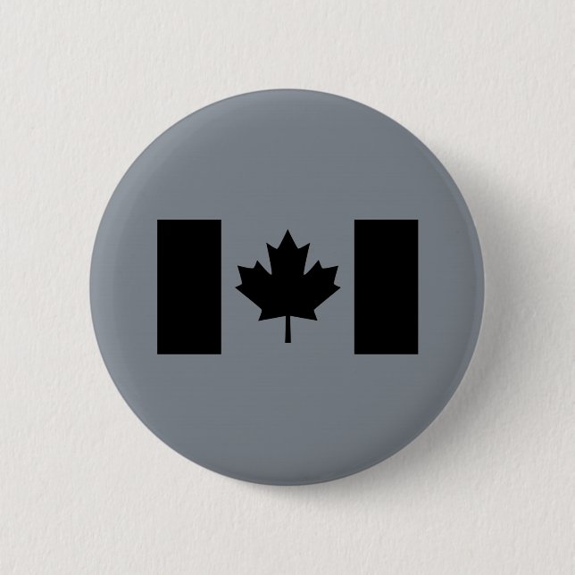 Canadian Flag in Black Decor Pinback Button (Front)