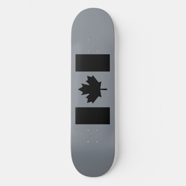 Canadian Flag in Black Decor Skateboard Deck (Front)