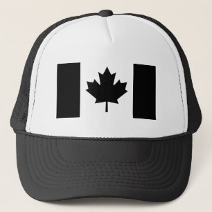 Canadian Flag in Black Design Trucker Hat
