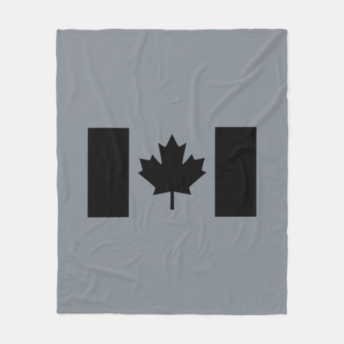 Canadian Flag in Black Graphic Fleece Blanket