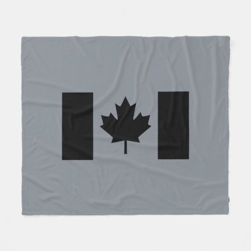 Canadian Flag in Black Graphic Fleece Blanket