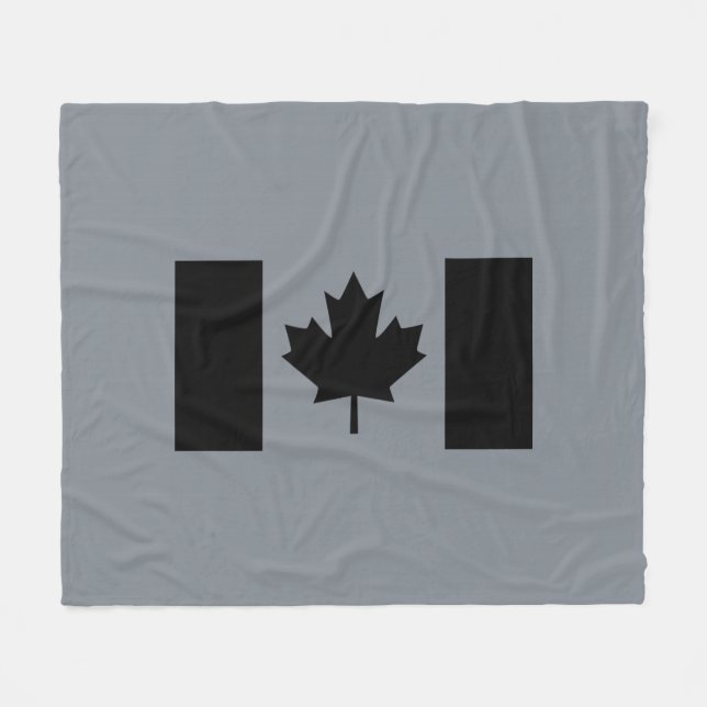 Canadian Flag in Black Graphic Fleece Blanket (Front (Horizontal))