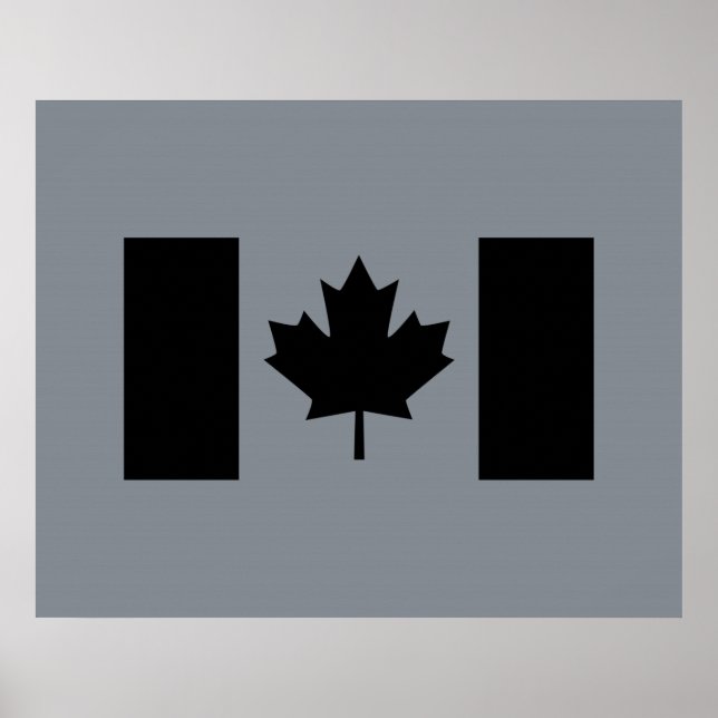 Canadian Flag in Black Graphic Poster (Front)