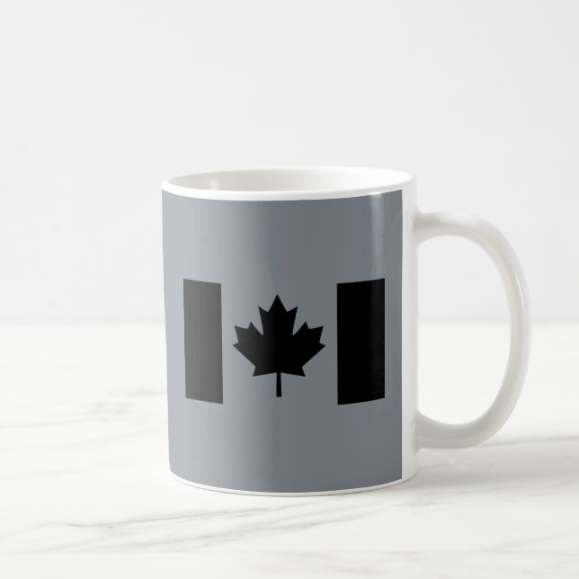 Canadian Flag in Black Style Coffee Mug (Right)