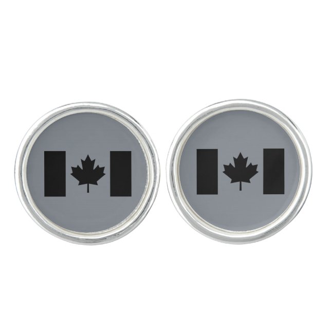 Canadian Flag in Black Style Cufflinks (Front)