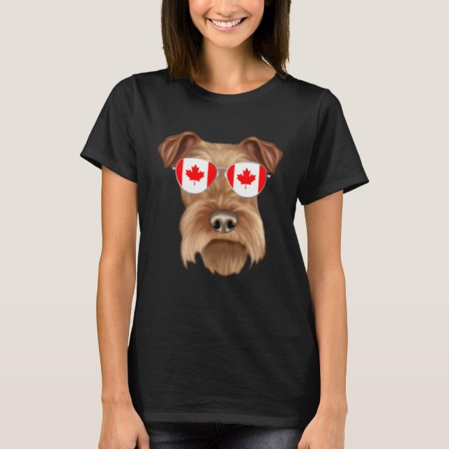 Canadian Flag Irish Terrier Dog Canada Pocket T-Shirt (Front)