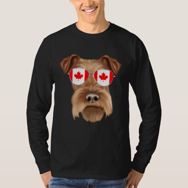 Canadian Flag Irish Terrier Dog Canada Pocket T-Shirt (Front)