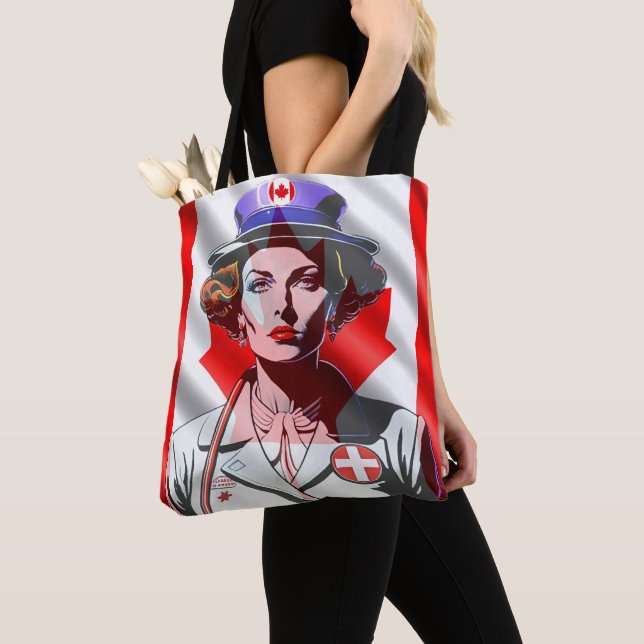 Canadian Flag Lady Tote Bag (Close Up)