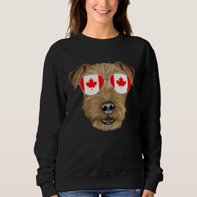 Canadian Flag Lakeland Terrier Dog Canada Pocket Sweatshirt (Front)