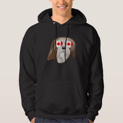 Canadian Flag Lhasa Apsos Dog Canada Pocket Hoodie