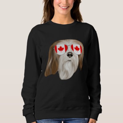 Canadian Flag Lhasa Apsos Dog Canada Pocket Sweatshirt