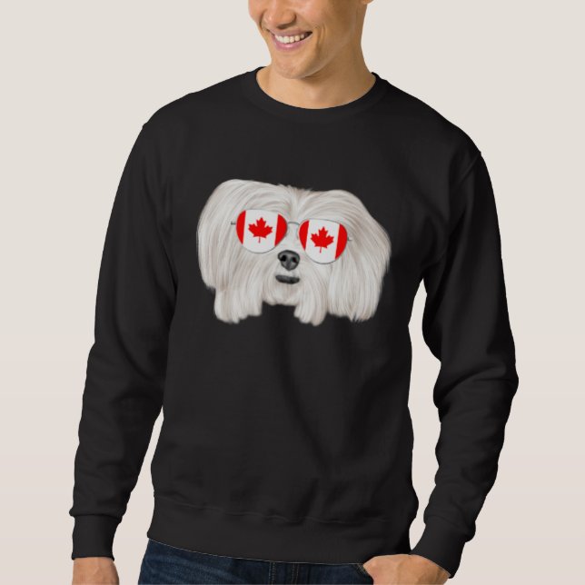 Canadian Flag Maltese Dog Canada Pocket Sweatshirt (Front)