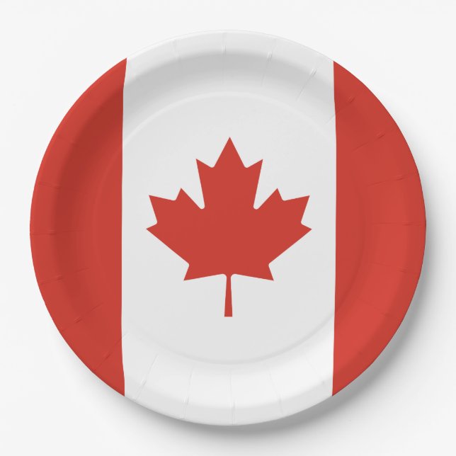 Canadian Flag (Maple Leaf) (Canada) Paper Plates (Front)