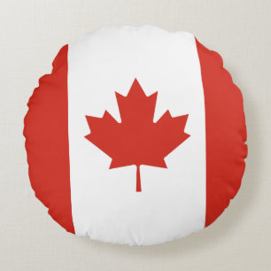 Canadian Flag (Maple Leaf) (Canada) Round Pillow