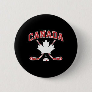 Canadian Flag Maple Leaf Hockey Canada Day Men Wom Button