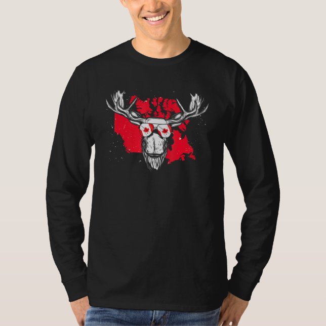 Canadian Flag Maple Leaf Moose Animal Cool Canada T-Shirt (Front)