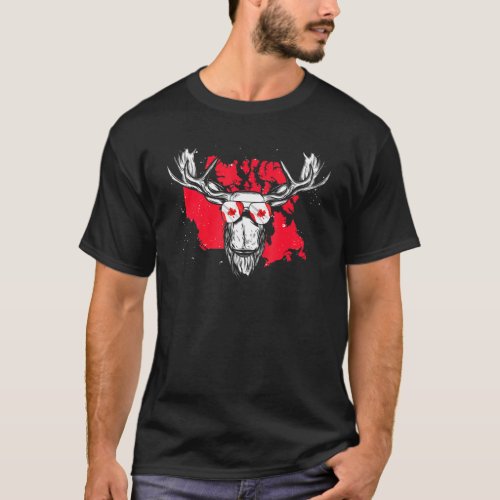Canadian Flag Maple Leaf Moose Animal Cool Canada T_Shirt