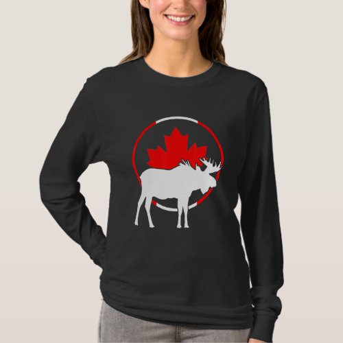 Canadian Flag Maple Leaf Moose Antlers Animal Cana T_Shirt
