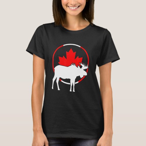 Canadian Flag Maple Leaf Moose Antlers Animal Cana T_Shirt