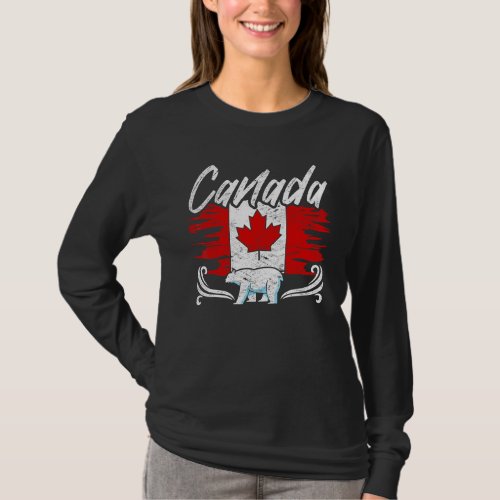 Canadian Flag Maple Leaf Polar Bear Country Canada T_Shirt