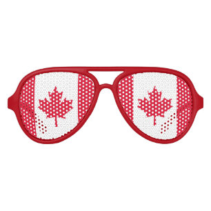 Canadian Flag Maple Leaf Red White Canada Aviator Sunglasses