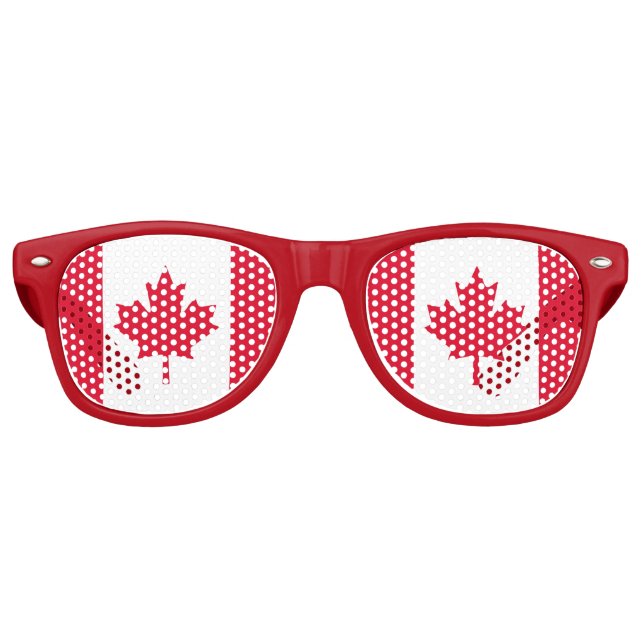 Canadian Flag Maple Leaf Red White Canada Retro Sunglasses (Front)