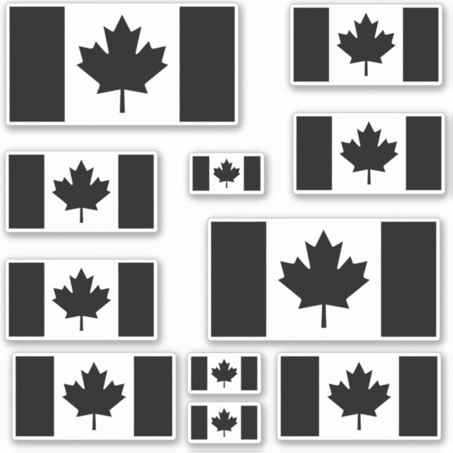 Canadian Flag Multiple in Black Sticker (Front)