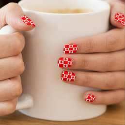 Canadian flag nail extensions. Cool red maple leaf Minx Nail Art