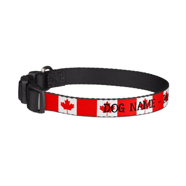 Canadian flag of Canada custom pet name dog collar (Left)