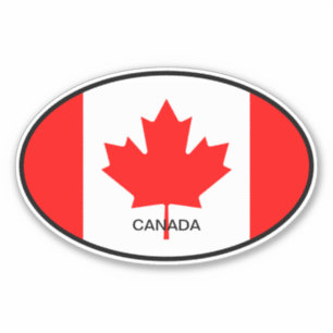 Canadian flag of Canada oval vinyl car sticker