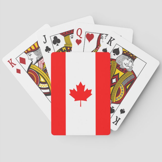 Canadian Flag of Canada Red Maple Leaf Fun Custom Poker Cards (Back)