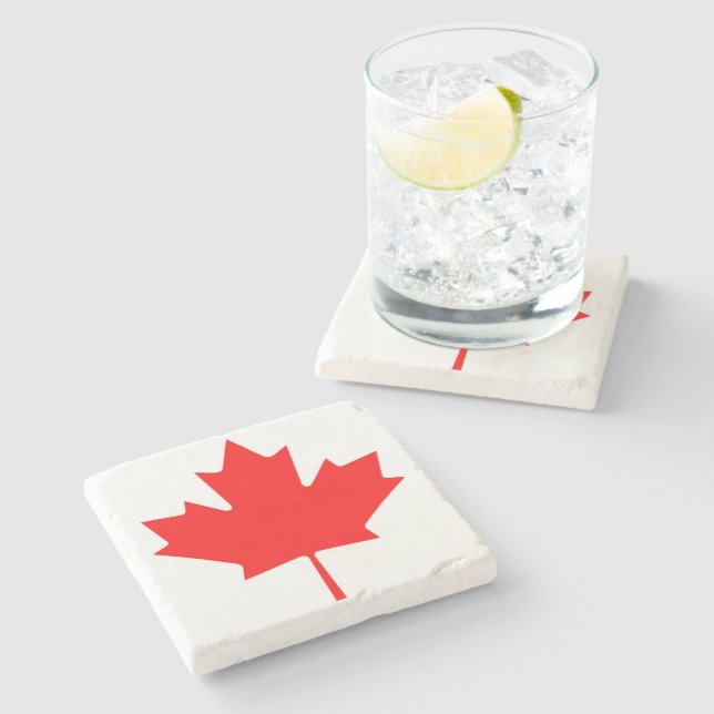Canadian Flag of Canada Red Maple Leaf Stone Coast Coaster (Side)