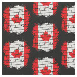 Canadian Flag on Brick Wall  Fabric