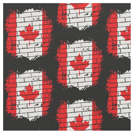 Canadian Flag on Brick Wall  Fabric