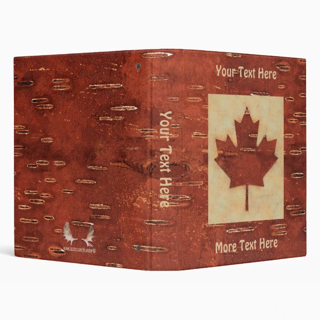 Canadian Flag On Inner Birch Bark 3 Ring Binder (Background)