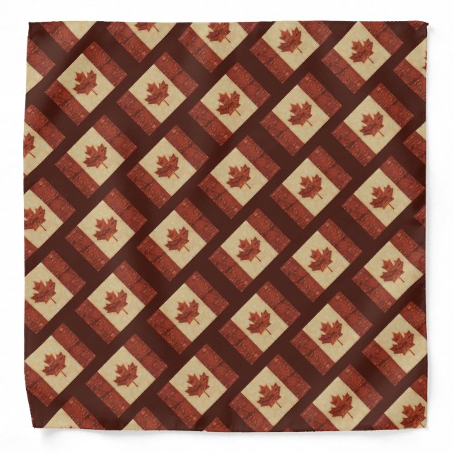 Canadian Flag On Inner Birch Bark Bandana (Front)