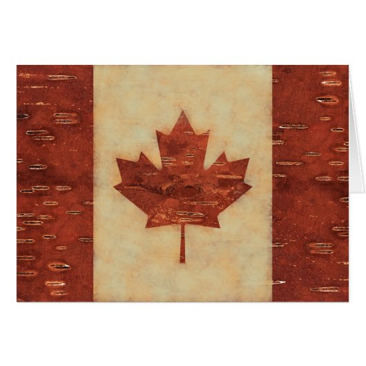 Canadian Flag On Inner Birch Bark Cards (Front Horizontal)