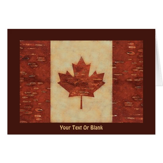 Canadian Flag On Inner Birch Bark Cards (Front Horizontal)