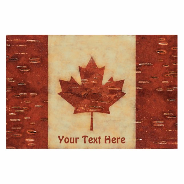 Canadian Flag On Inner Birch Bark Cutout (Front)