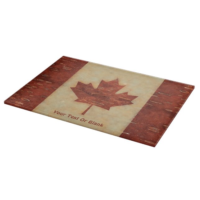 Canadian Flag On Inner Birch Bark Cutting Board (Corner)